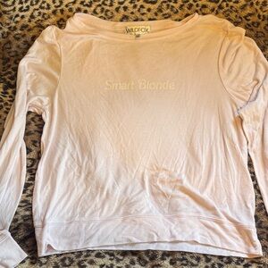Wildfox “Smart Blonde” lightweight sweatshirt/shirt - pale pink, medium